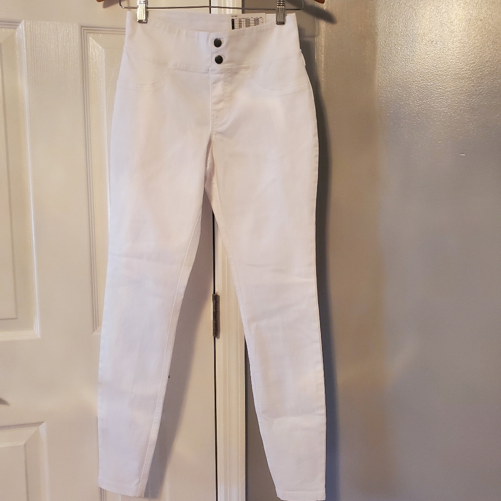 HUE Womens Classic Smooth Denim Leggings White Size XS U20622H- NWT